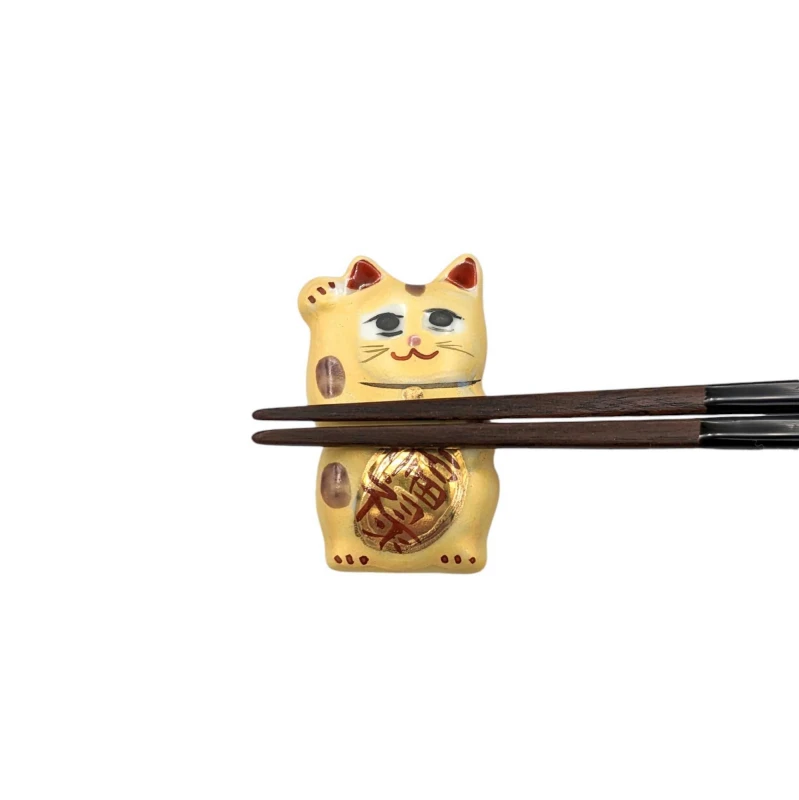 京焼　箸置　招き猫(金) 2枚目
