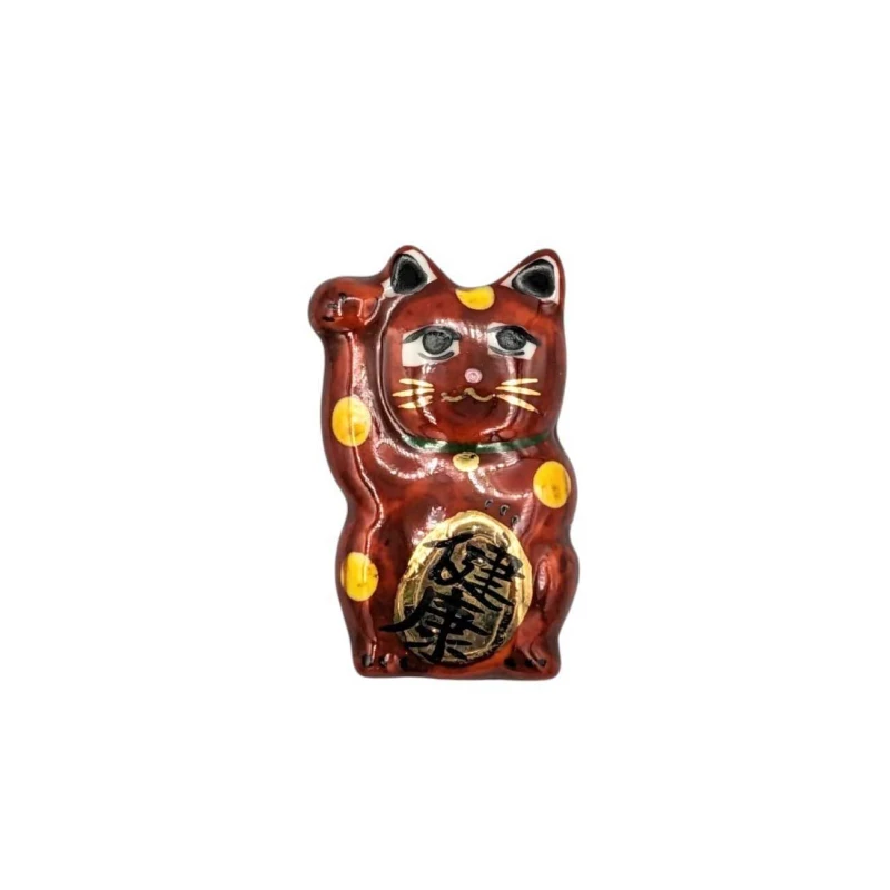 京焼　箸置　招き猫(赤)