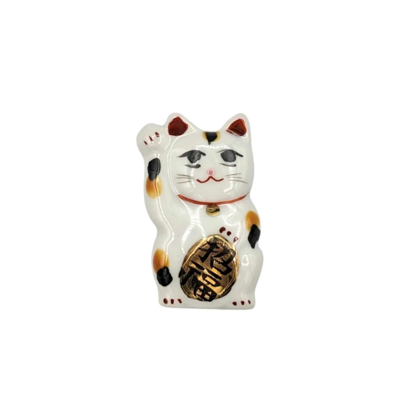 京焼　箸置　招き猫(白)