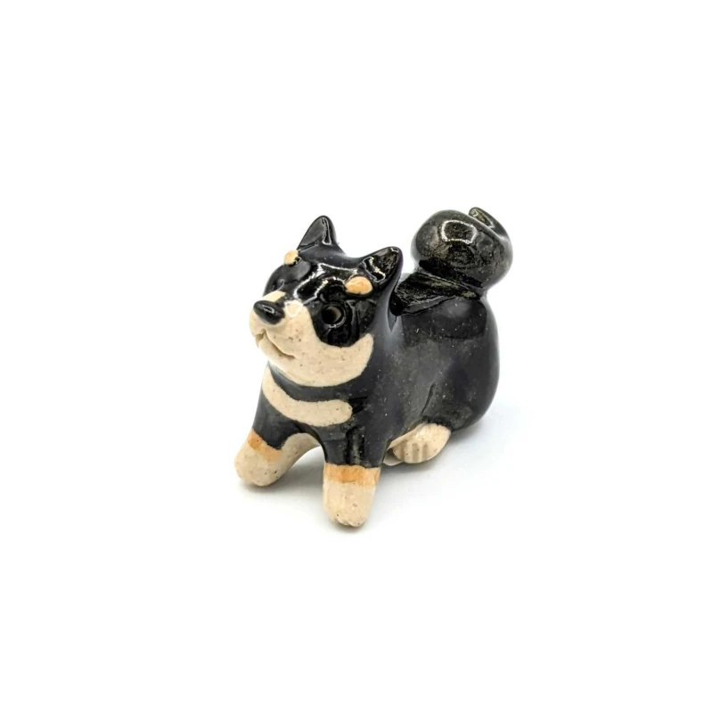 箸置　日本の犬　柴犬　黒　おすわり　まっすぐ
