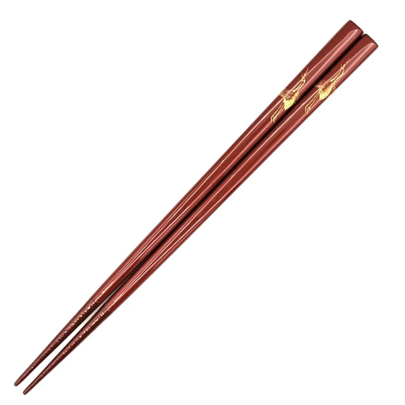 川連塗箸　沈金　鶴(赤・中) 3枚目