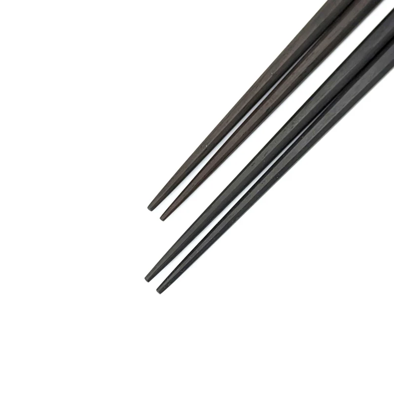 【送料無料】八角　本黒檀　本紫檀　夫婦箸セット【桐箱入】 1枚目
