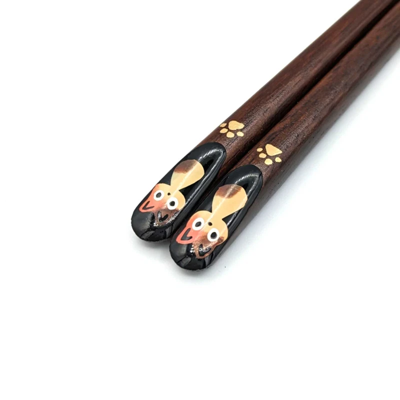 若狭塗箸　会津蒔絵　三毛猫(黒)18cm 2枚目