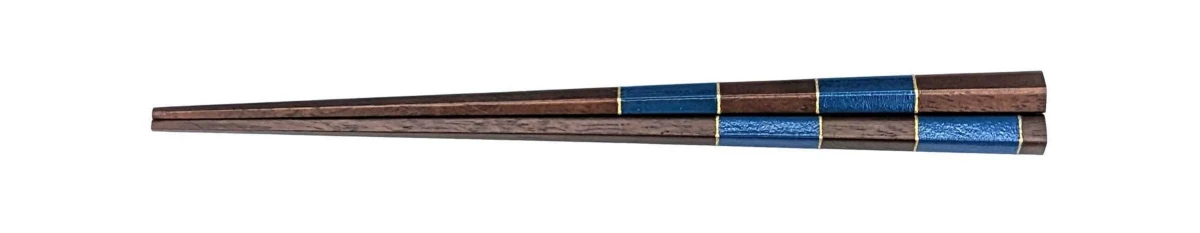 若狭塗箸　市松格子(青)18cm