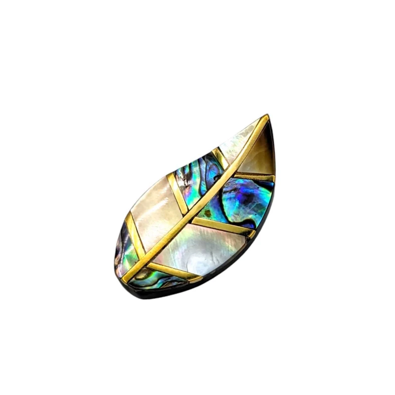 貝箸置き 木の葉 貝黒×貝緑