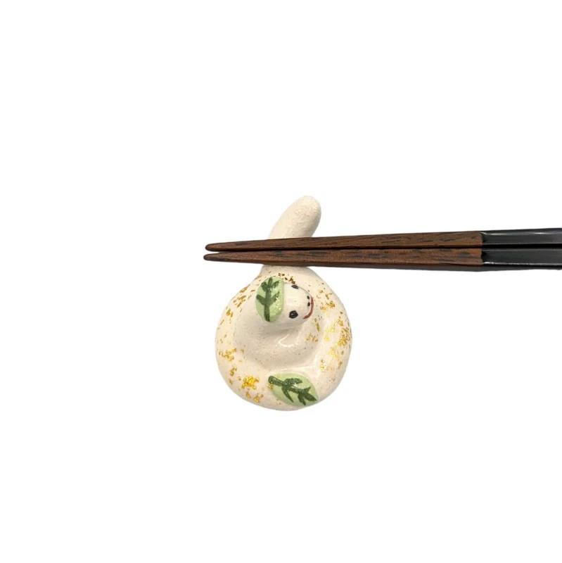 京焼　箸置　白へび木の葉 2枚目