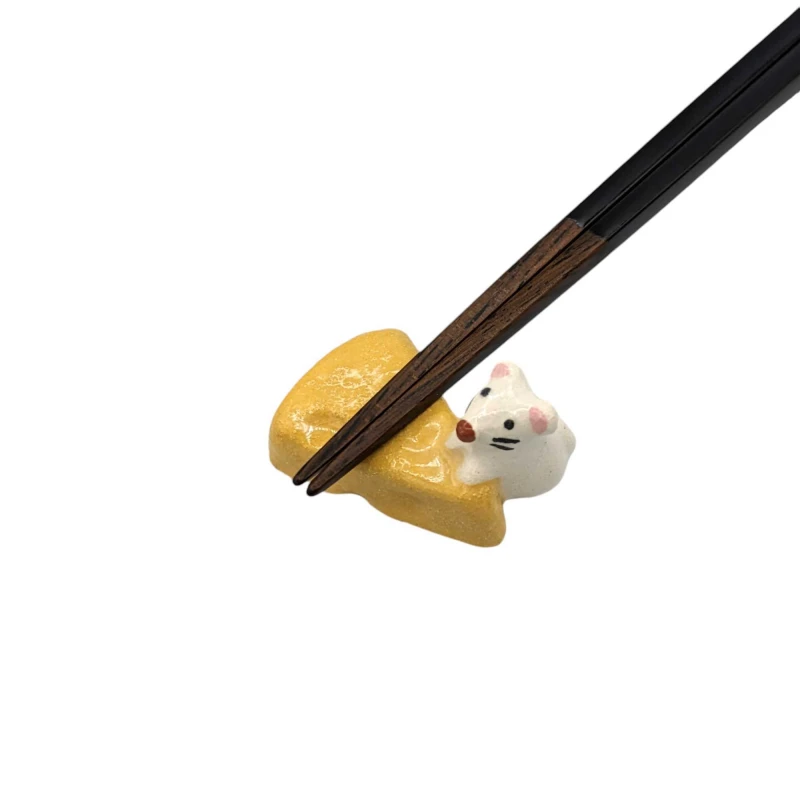 京焼　箸置　ねずみチーズ 2枚目