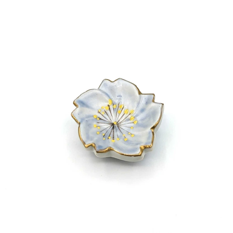 京焼　箸置　五色桜しべ入　青