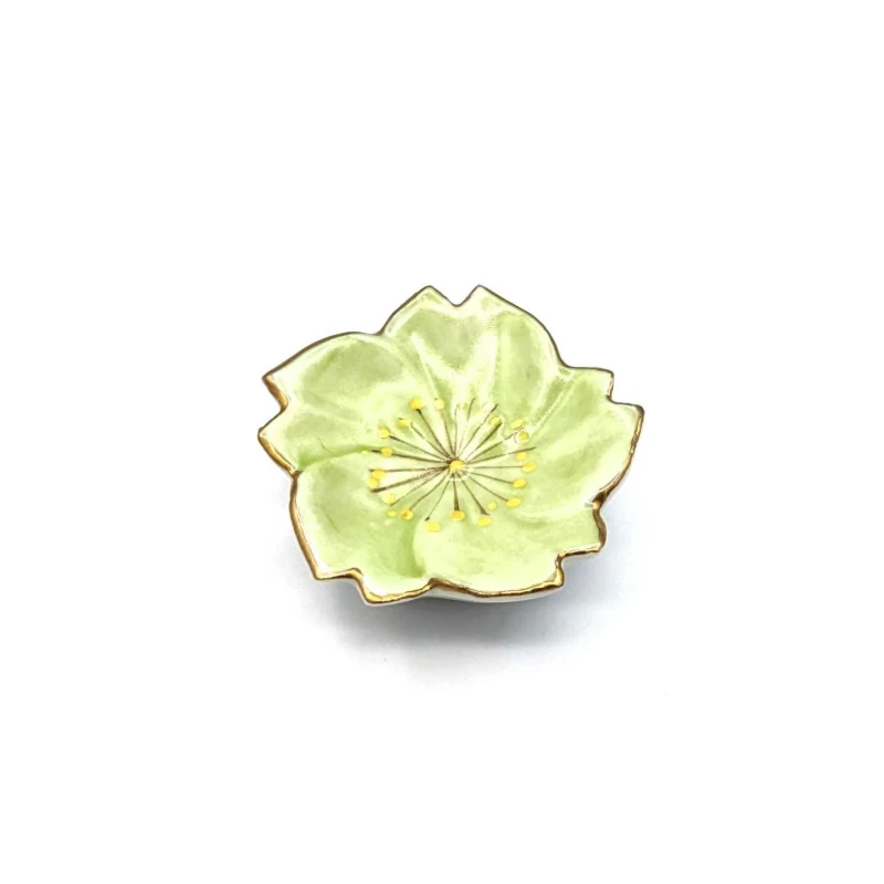 京焼　箸置　五色桜しべ入　緑