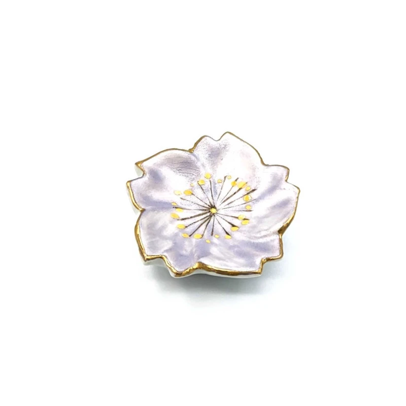 京焼　箸置　五色桜しべ入　紫