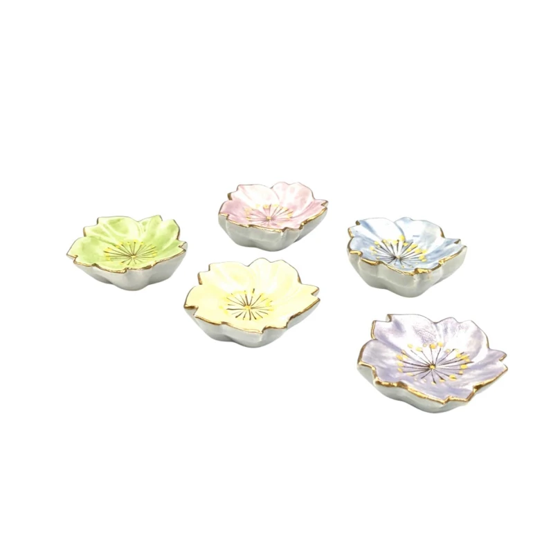 京焼　箸置　五色桜しべ入揃え 2枚目