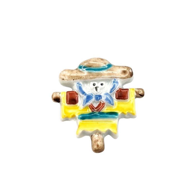 京焼　箸置　黄色かかし　水色