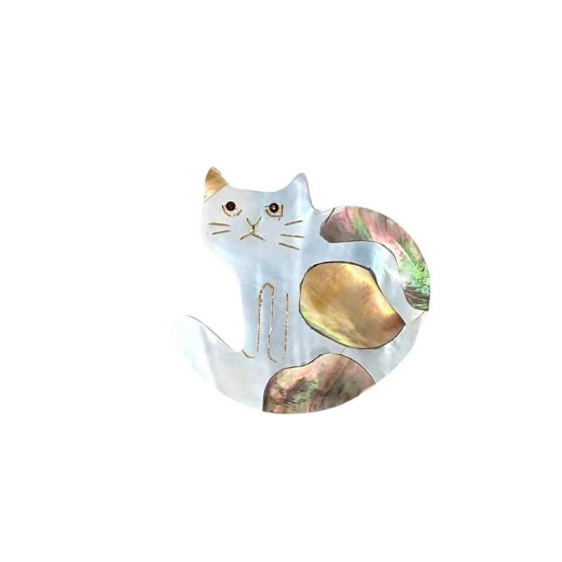 貝箸置き　ぶち猫