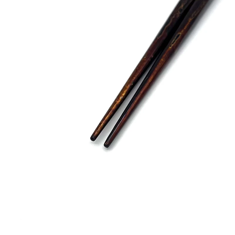 会津塗箸　虫喰塗箸　一面抜き(金) 1枚目