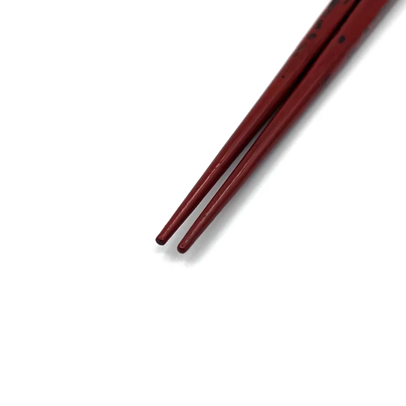 会津塗箸　虫喰塗箸　一面抜き(洗朱) 1枚目
