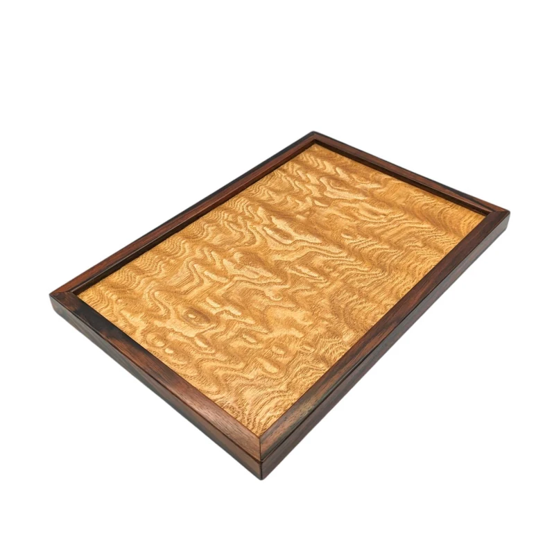 京都銘木工芸 角盆 タモ玉杢