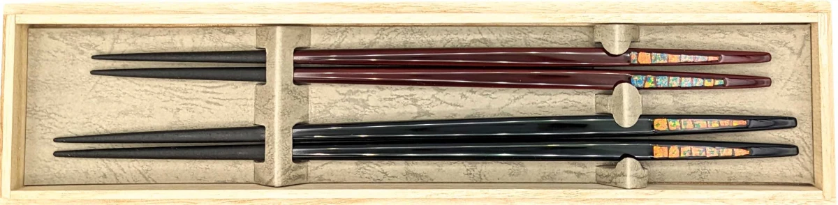 【送料無料】京漆器　NISHIKI夫婦箸セット【桐箱入】