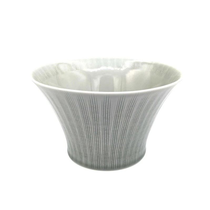 波佐見焼　竹葉彫　ディープボール(L)　グレー