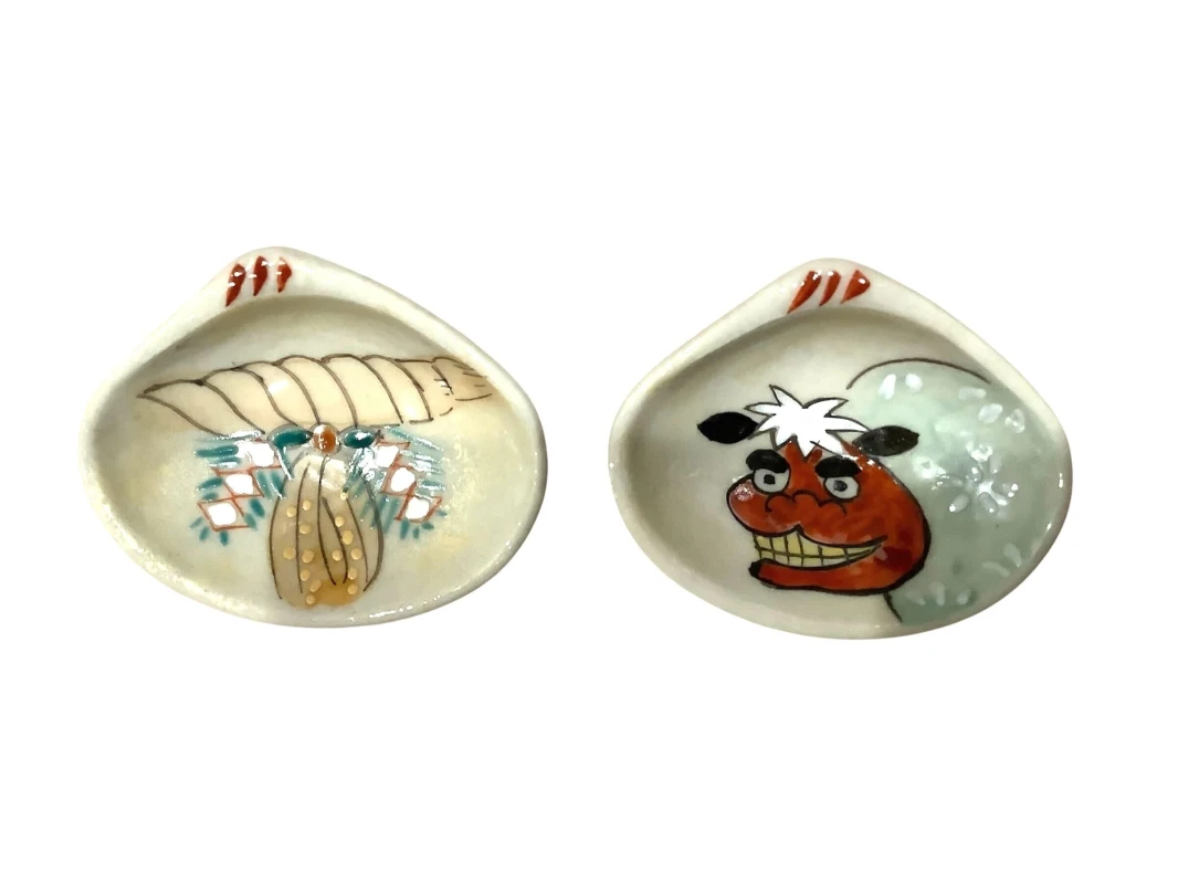京焼 ペア箸置 獅子舞としめ縄貝形