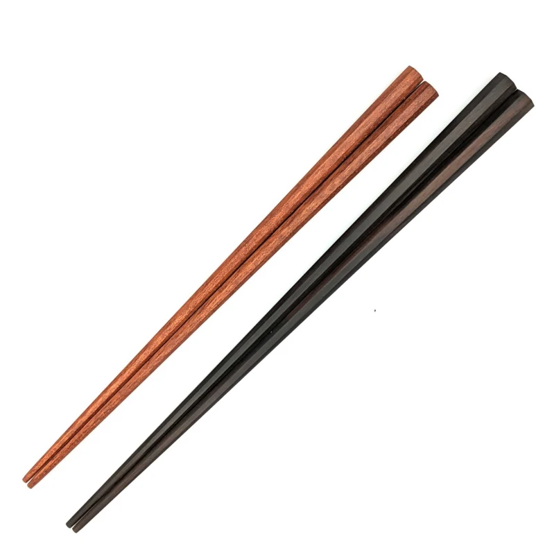 【送料無料】黒檀　サティーネ　八角　夫婦箸セット【桐箱入】 1枚目