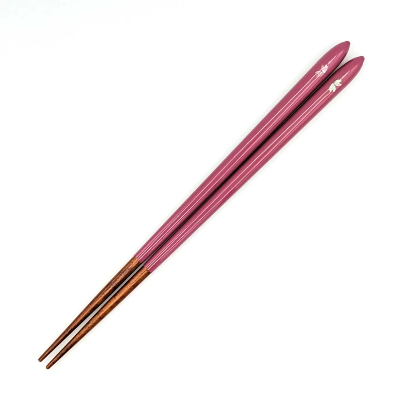 食洗機対応　若狭塗箸　しずく桜　赤紫(中) 1枚目