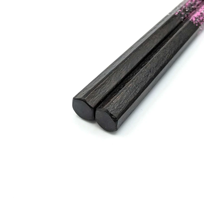 越前漆器　食洗対応　六角先石目桃銀箔 3枚目