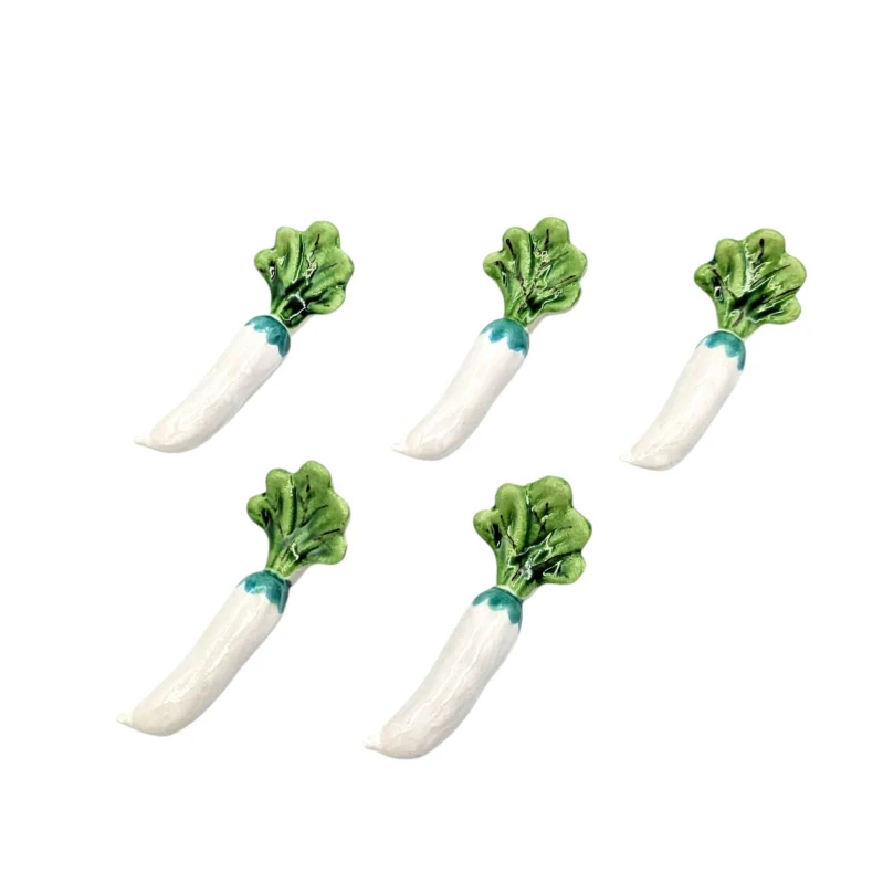 京焼　箸置　青交趾大根　5個揃