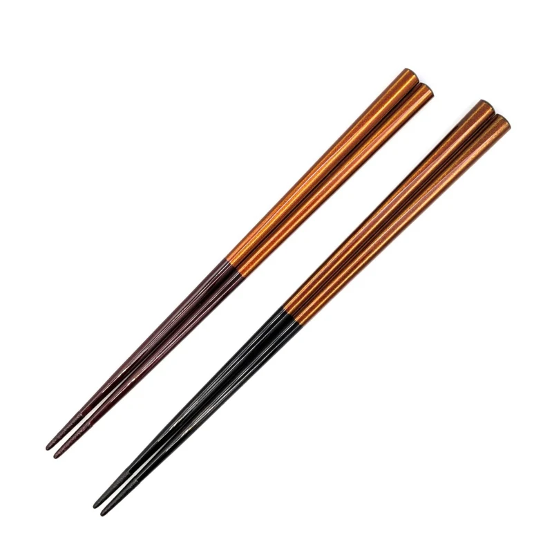 【送料無料】越前漆器　八角白檀帯先乾漆夫婦箸セット【桐箱入】 3枚目