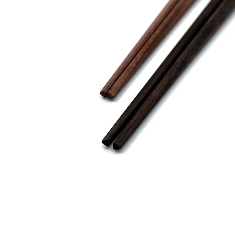 【送料無料】三角　縞黒檀　紫檀　夫婦箸セット【桐箱入】 1枚目