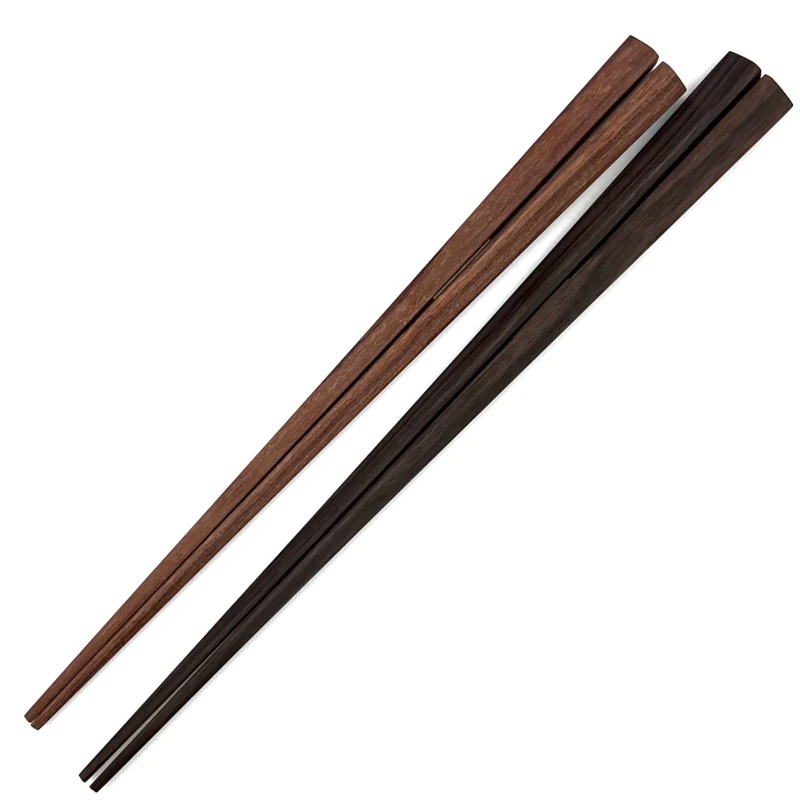 【送料無料】三角　縞黒檀　紫檀　夫婦箸セット【桐箱入】 3枚目