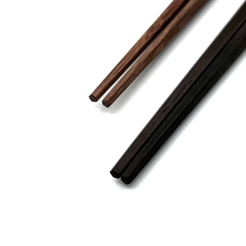 【送料無料】五角　縞黒檀　紫檀　夫婦箸セット【桐箱入】 1枚目