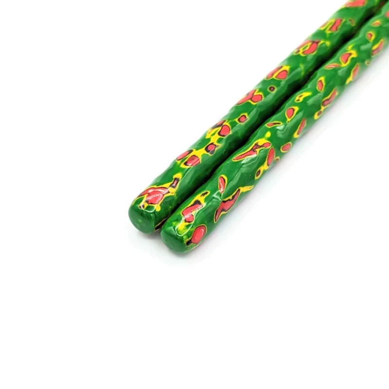 籃胎漆器箸　艶有　緑 2枚目