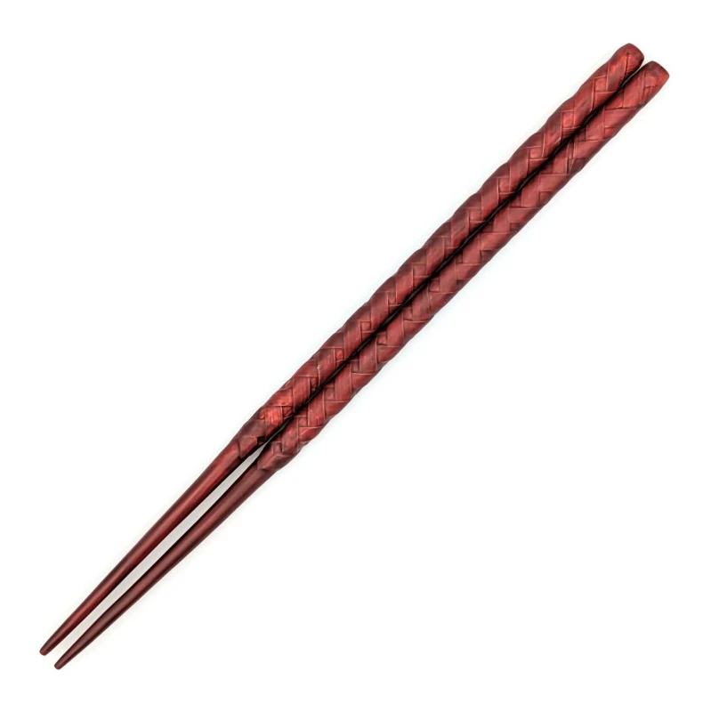 籃胎漆器箸　ナチュラル　紅溜 3枚目