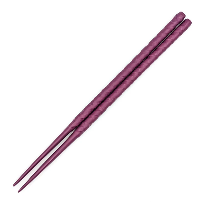 籃胎漆器箸　ナチュラル　紫 3枚目