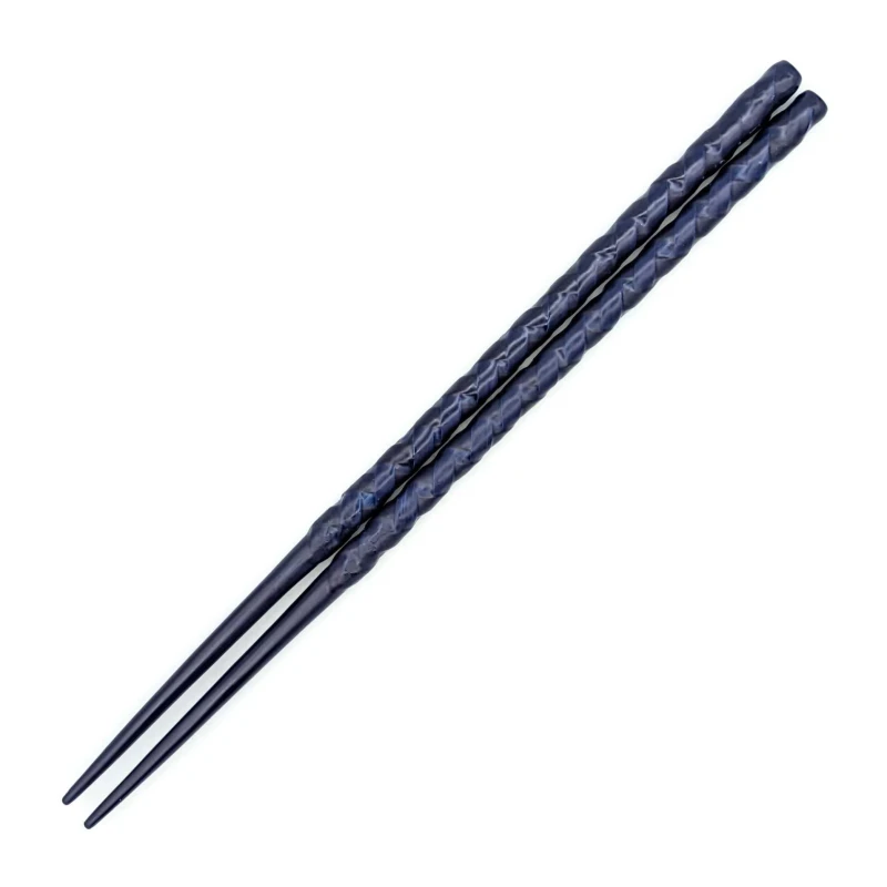 籃胎漆器箸　ナチュラル　紺 3枚目