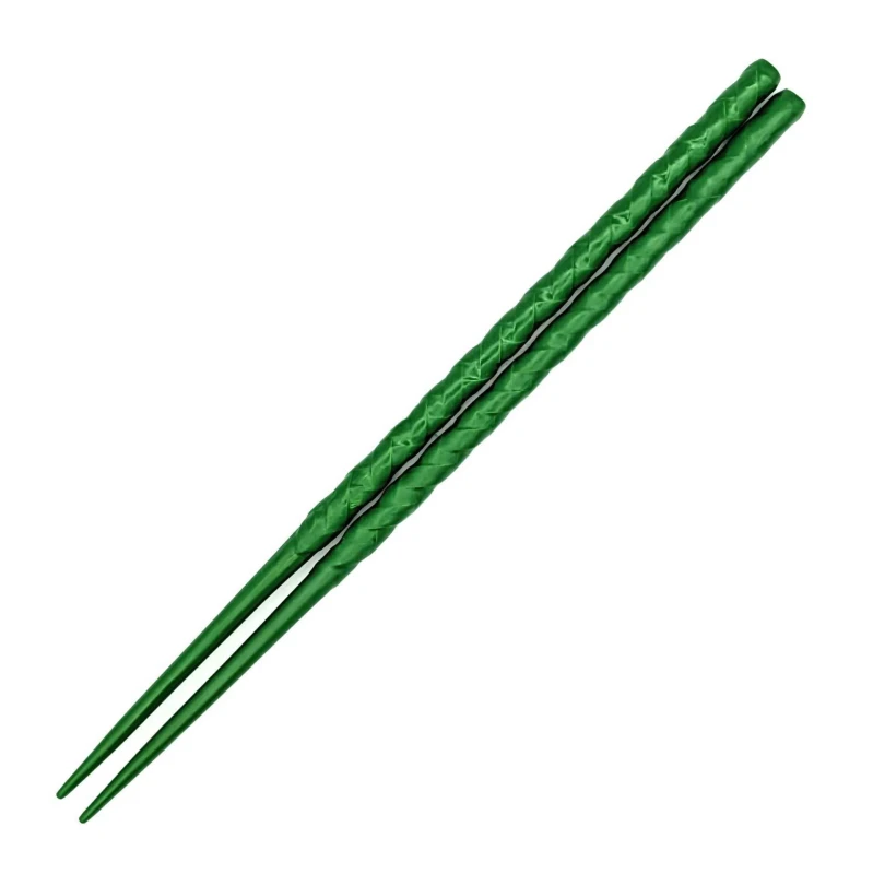 籃胎漆器箸　ナチュラル　緑 3枚目