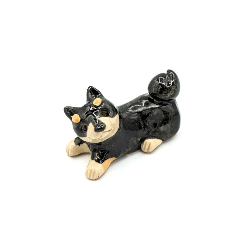 箸置　日本の犬　柴犬　黒　よこ