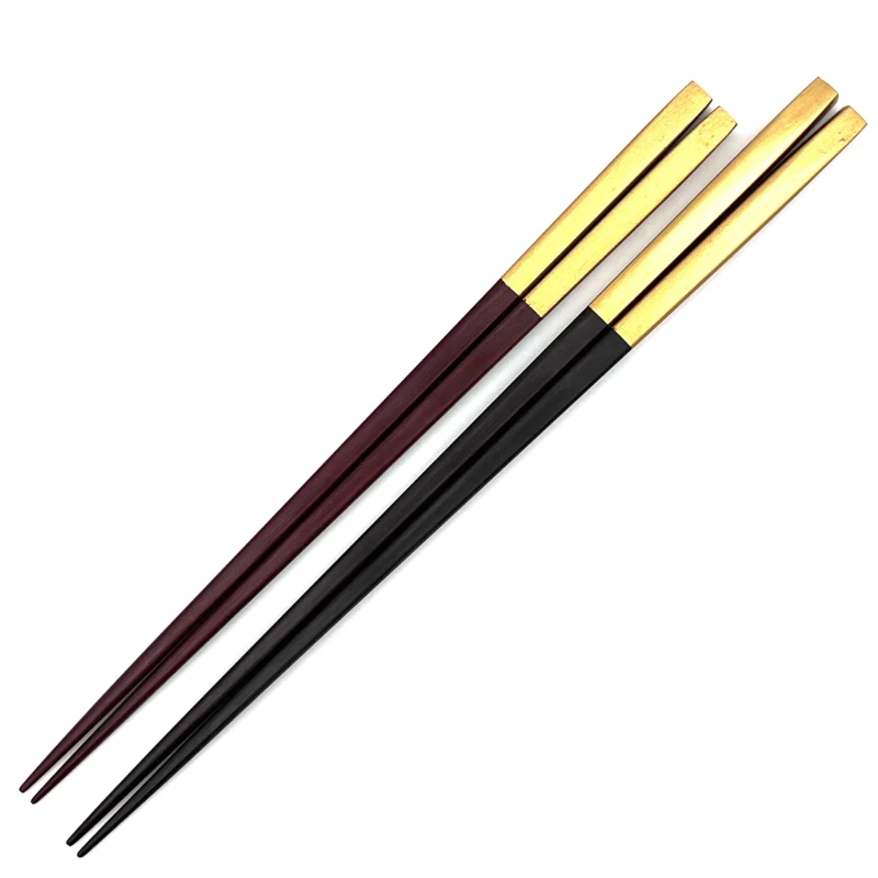【送料無料】越前漆器　三味胴金帯　黒・赤　夫婦箸セット【桐箱入】 3枚目