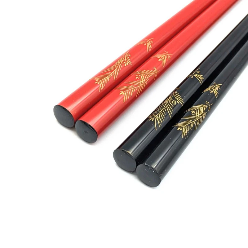 【送料無料】輪島塗　沈金若松　夫婦箸セット【桐箱入】 2枚目
