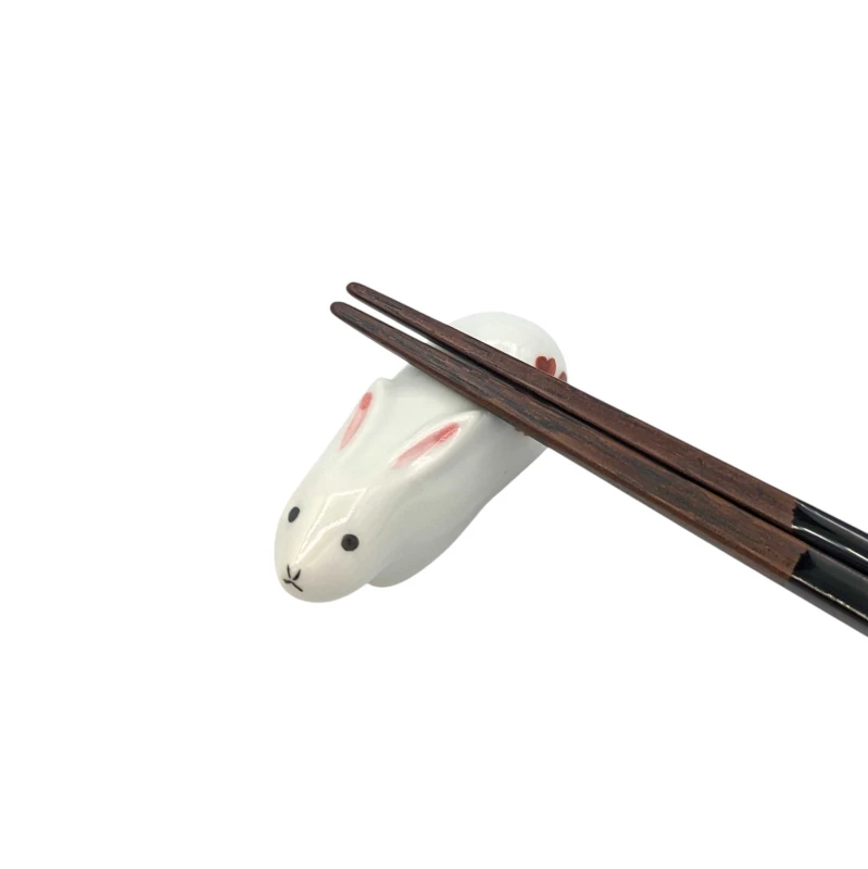 京焼　箸置　福うさぎ(花) 3枚目
