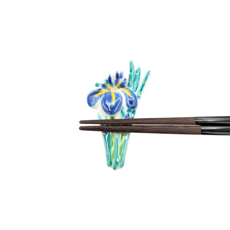 京焼　箸置　花しょうぶ(青) 2枚目