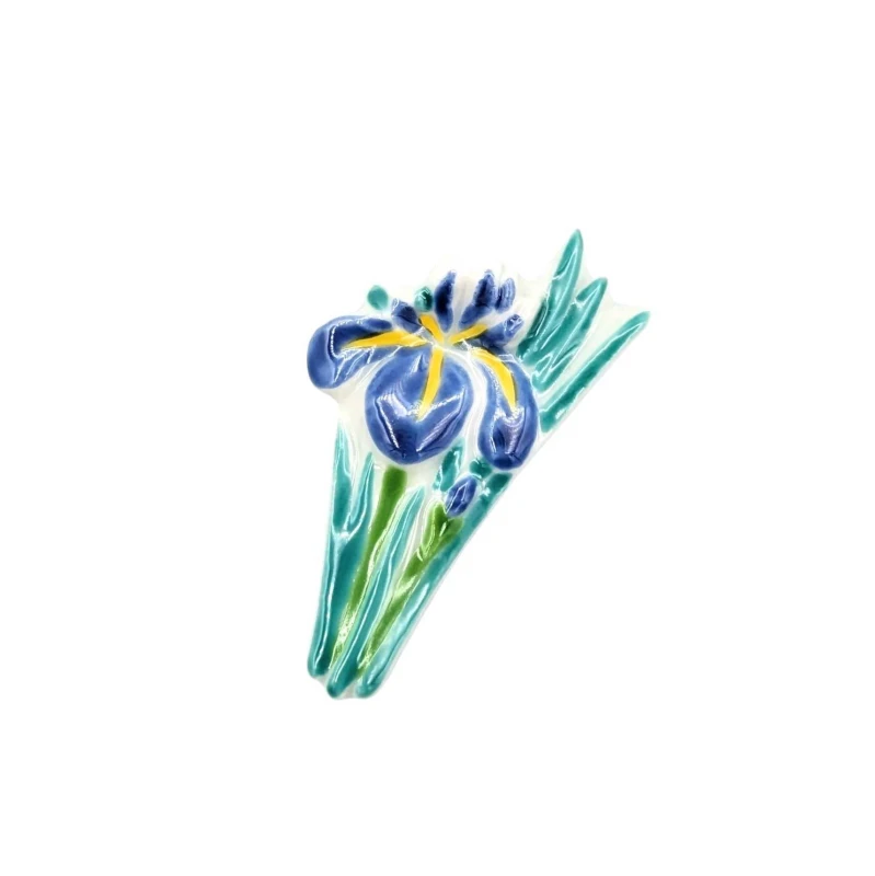 京焼　箸置　花しょうぶ(青)