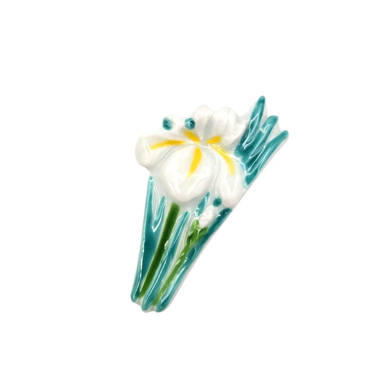 京焼　箸置　花しょうぶ(白)
