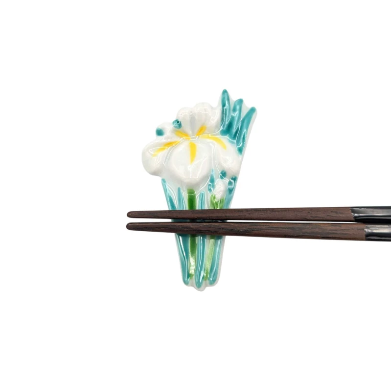 京焼　箸置　花しょうぶ(白) 2枚目