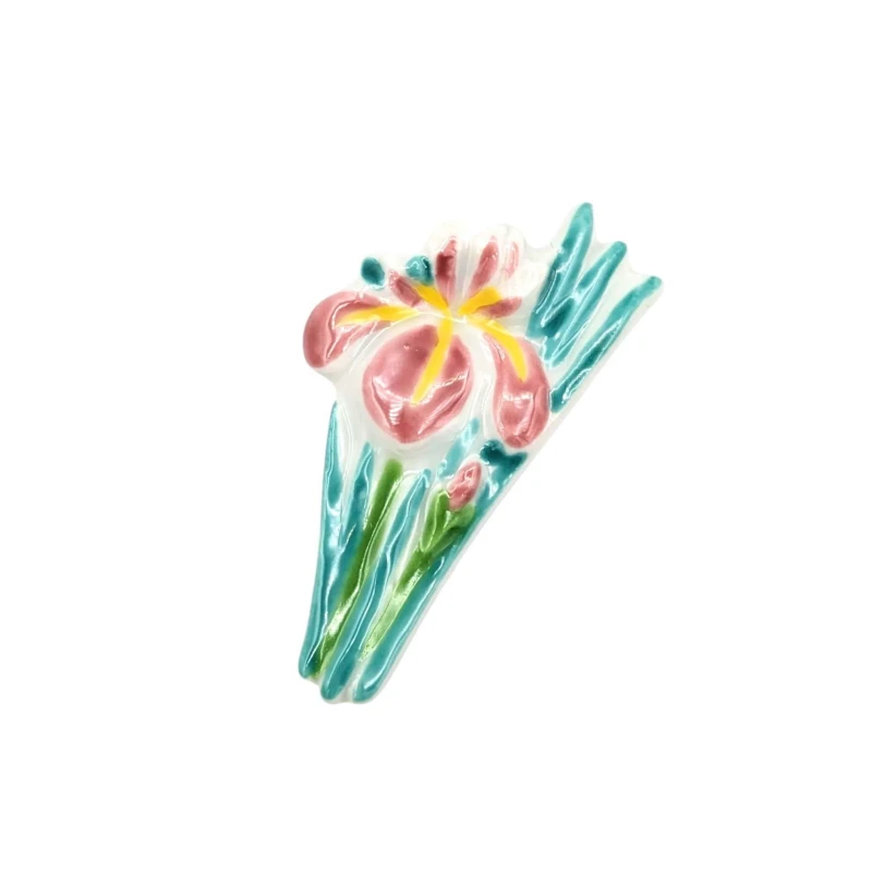 京焼　箸置　花しょうぶ(赤)