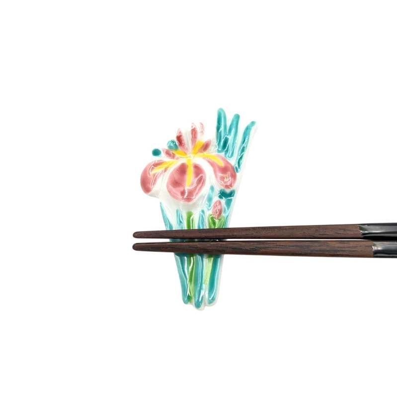 京焼　箸置　花しょうぶ(赤) 2枚目