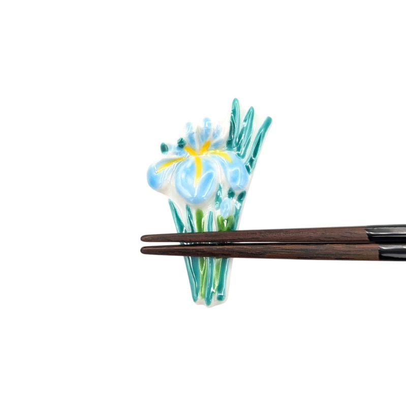 京焼　箸置　花しょうぶ(水色) 2枚目