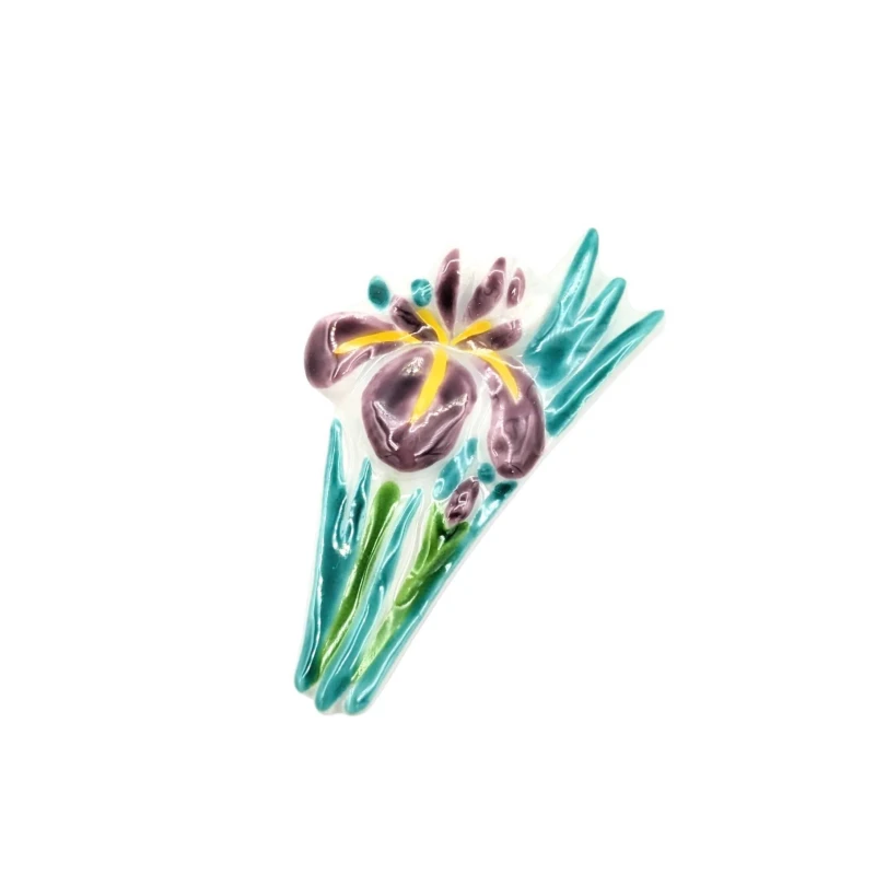 京焼　箸置　花しょうぶ(紫)