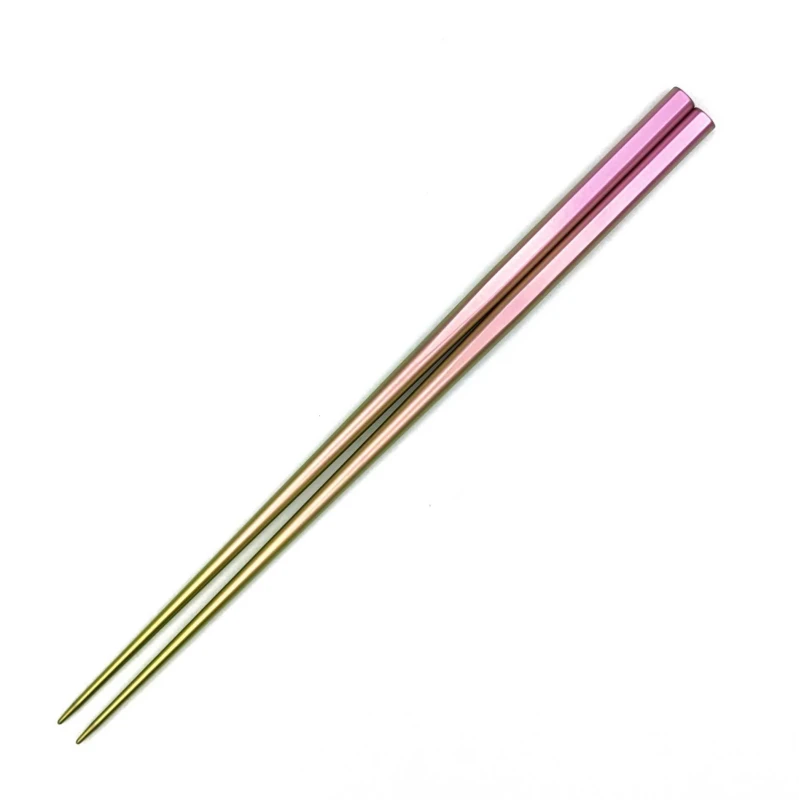 チタン箸　小判型　ピンク(中) 3枚目