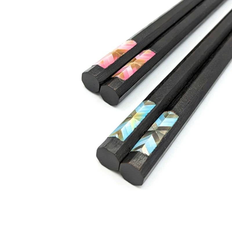 【送料無料】八角先角二面貝矢じり　夫婦箸セット【桐箱入】 2枚目